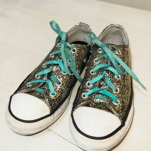 Girls Gold Glitter Converse Size 13